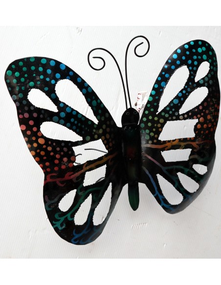 Farfalla decorativa in metallo dipinto sfruttabile come applique multicolor cm 30