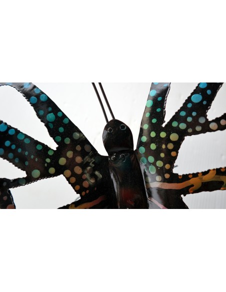 Farfalla decorativa in metallo dipinto sfruttabile come applique multicolor cm 30