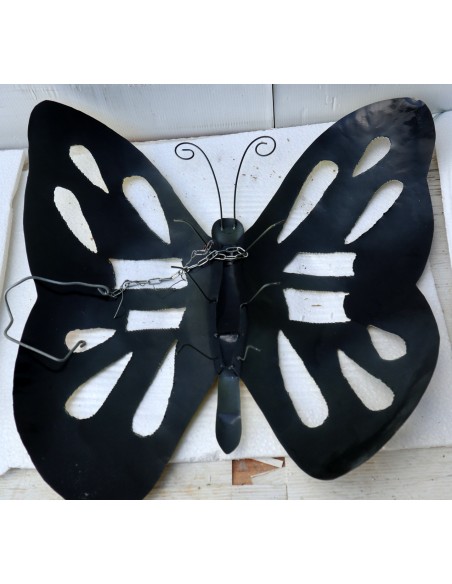 Farfalla decorativa in metallo dipinto sfruttabile come applique gialla cm 30