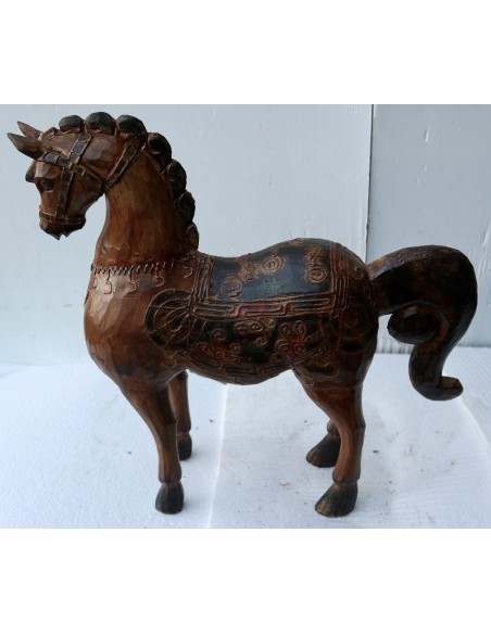 Cavallo imperiale in legno creato a mano cm 34x13x43h marrone unicorno