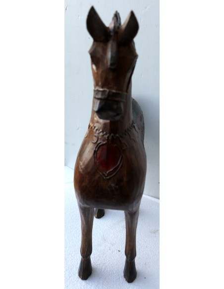 Cavallo imperiale in legno creato a mano cm 34x13x43h marrone unicorno