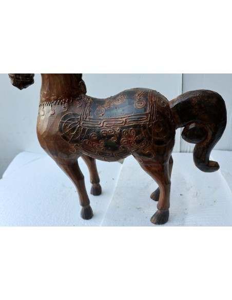 Cavallo imperiale in legno creato a mano cm 34x13x43h marrone unicorno