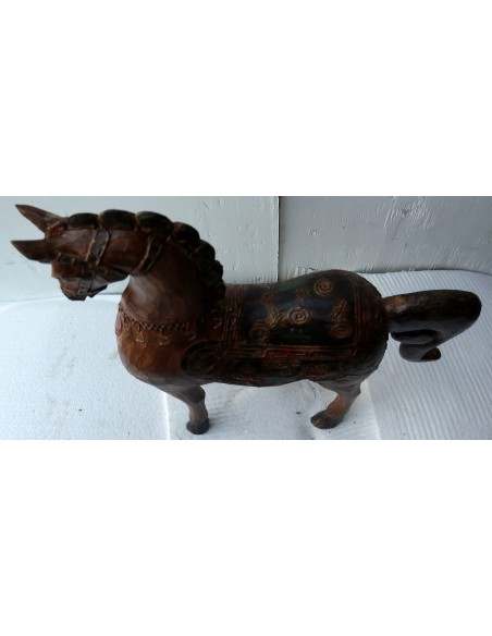 Cavallo imperiale in legno creato a mano cm 34x13x43h marrone unicorno