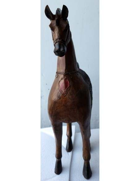 Cavallo imperiale in legno creato a mano cm 40x14x53h marrone invecchiato unicorno