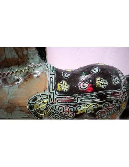 Cavallo imperiale in legno creato a mano cm 34x13x43h verde decapato unicorno