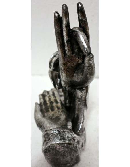 Fontana di fumo in resina mani di Buddha cm 17x7x20h argento Ayurvedic