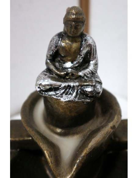 Fontana di fumo in resina con Buddha cm 14x12x14h oro e argento Ayurvedic