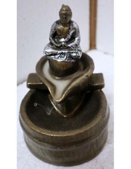 Fontana di fumo in resina con Buddha cm 14x12x14h oro e argento Ayurvedic