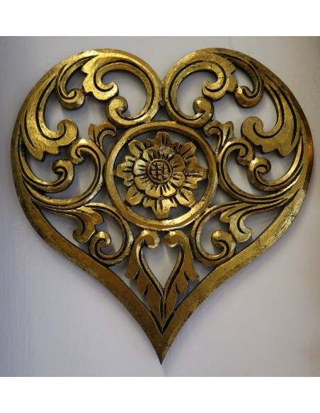 Pannello in legno mdf a forma di cuore oro anticato san Valentino