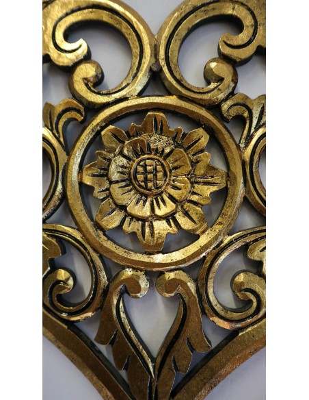 Pannello in legno mdf a forma di cuore oro anticato san Valentino