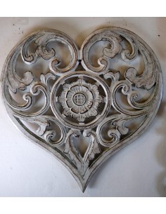 Pannello in legno mdf a forma di cuore bianco decapato... 2