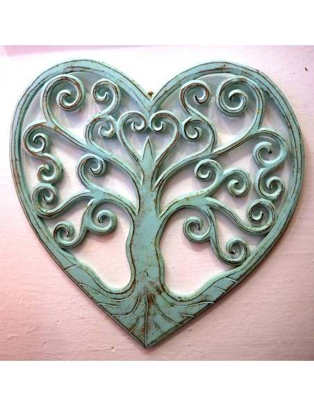 Pannello in legno mdf a forma di cuore verde acqua san Valentino
