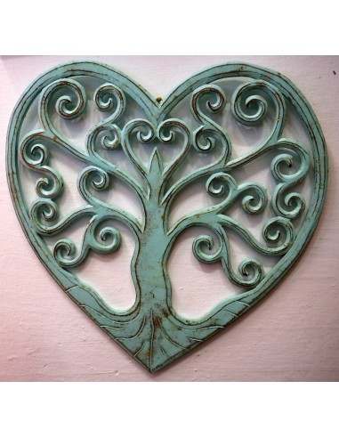 Pannello in legno mdf a forma di cuore verde...