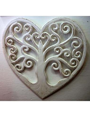 Pannello in legno mdf a forma di cuore bianco...