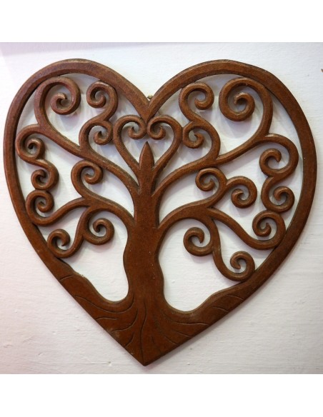 Pannello in legno mdf a forma di cuore marrone naturale san Valentino