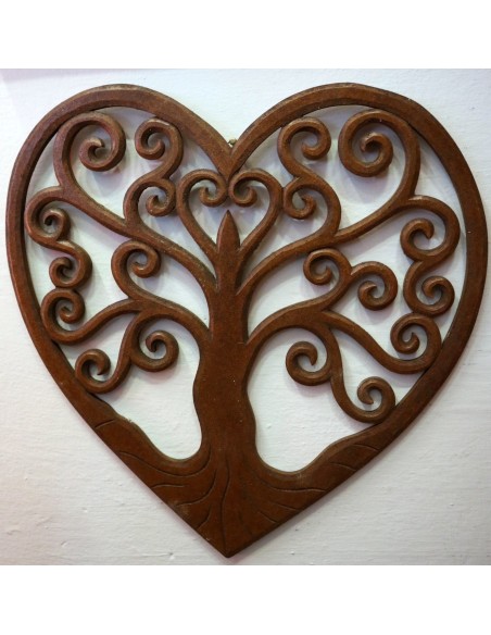 Pannello in legno mdf a forma di cuore marrone naturale san Valentino