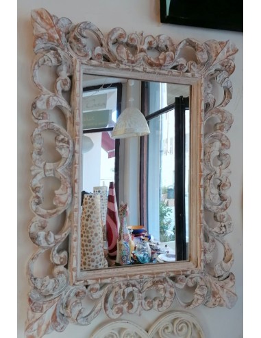 Specchio barocco in legno intarsiato cm 80x60...