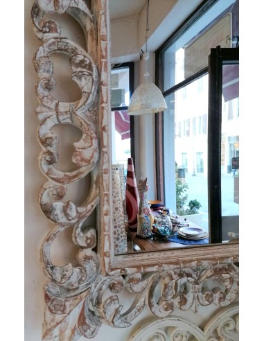 Specchio barocco in legno intarsiato cm 80x60...
