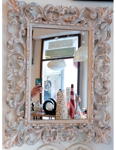 Specchio barocco in legno intarsiato cm 80x60...