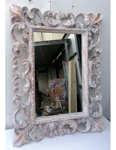 Specchio barocco in legno intarsiato cm 80x60...
