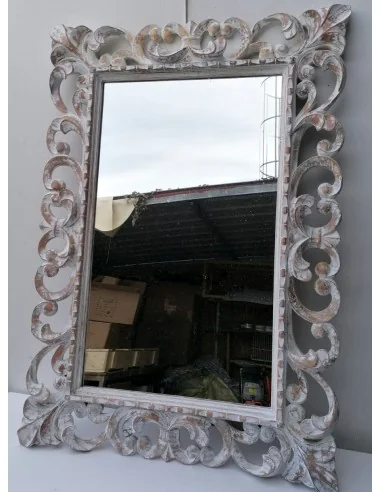 Specchio barocco in legno intarsiato cm 80x60...