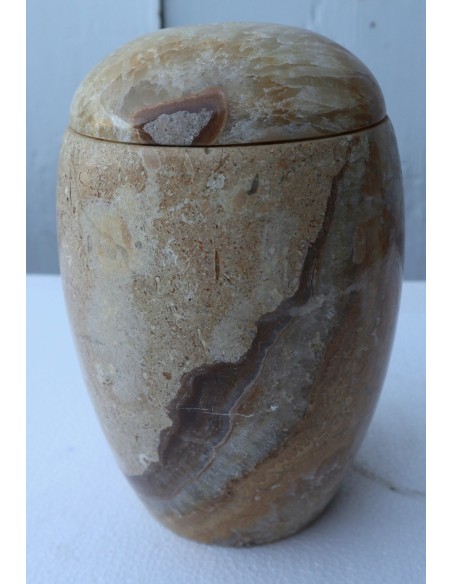 Porta scopino in onice anfora vaso chiaro e marrone cm 25hx13 N ° C