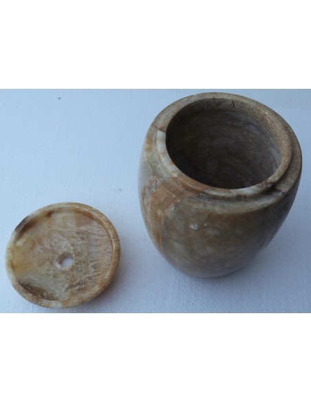 Porta scopino in onice anfora vaso chiaro e marrone cm 25hx13 N ° C