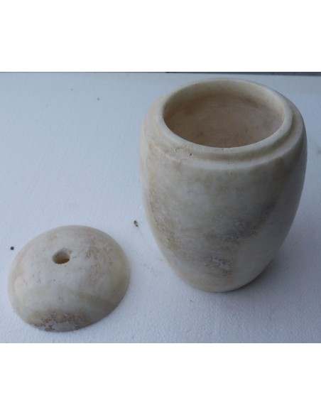 Porta scopino in onice anfora vaso chiaro e marrone cm 25hx13 N ° F