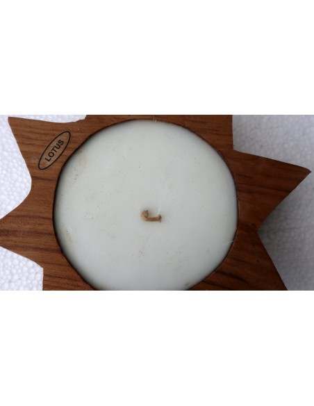 Candela profumata a forma di stella ai fiori di loto base in legno di teak
