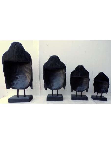 Testa di Buddha in legno decorata e dipinta a mano cm 32h