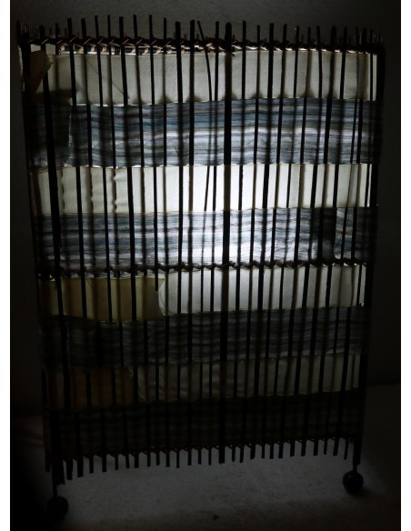 Lampada abatjour in vegetale e tessuto cm 20x11x28h