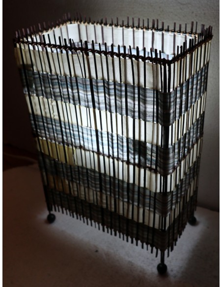 Lampada abatjour in vegetale e tessuto cm 20x11x28h