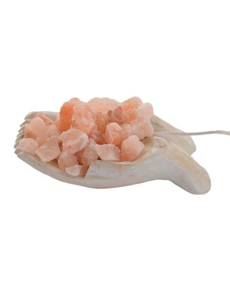 Lampada di sale Braciere mani unite bianco decapato CM 30X20 KG 1,5 mani di Buddha