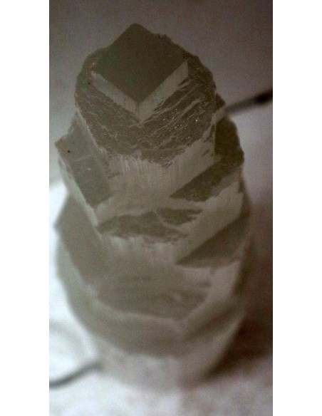 Lampada di cristallo di Selenite di montagna cm 30x9 selenio bianco luna