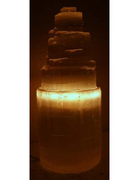 Lampada di cristallo di Selenite di montagna cm 20x9 selenio bianco luna