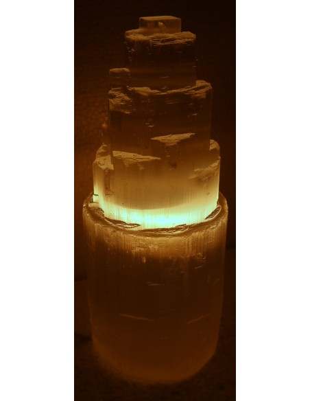 Lampada di cristallo di Selenite di montagna cm 20x9 selenio bianco luna