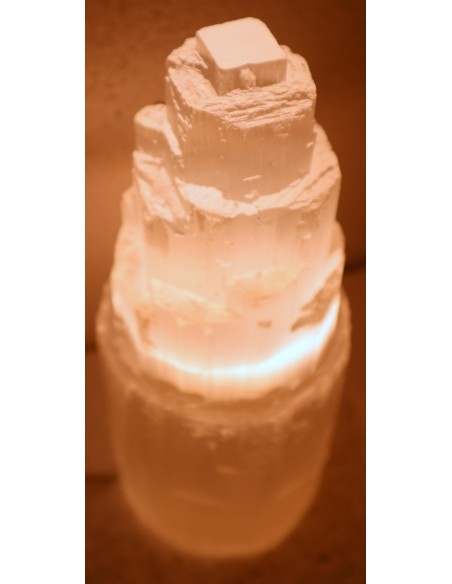 Lampada di cristallo di Selenite di montagna cm 20x9 selenio bianco luna