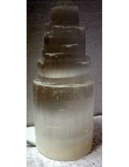 Lampada di cristallo di Selenite di montagna cm 20x9 selenio bianco luna