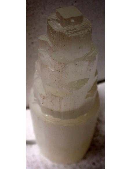 Lampada di cristallo di Selenite di montagna cm 20x9 selenio bianco luna