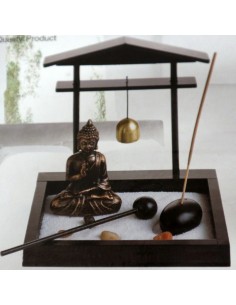Giardino Zen con Buddha con tempio e campana Gong cm 16 2