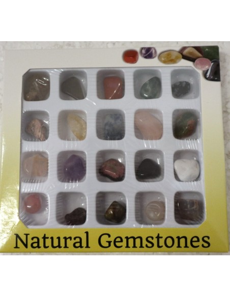Piccola scatola con 20 gemme pietre cristalli veri idea regalo Scatolina con descrizionerizione cris