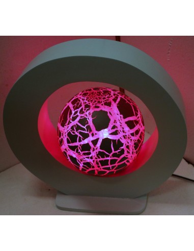 Lampada da tavolo bianca in MDF e sfera in...