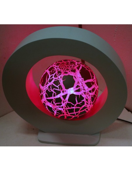 Lampada da tavolo bianca in MDF e sfera in resina grigia e rossa cm 40x46x42h cimabella