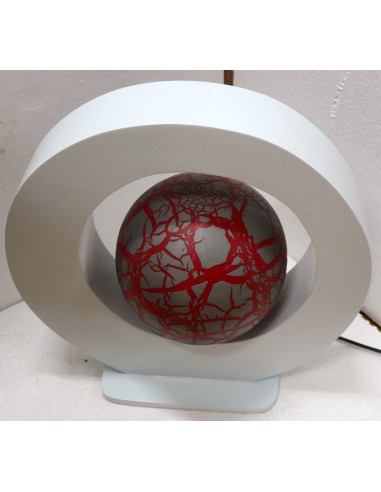 Lampada da tavolo bianca in MDF e sfera in...