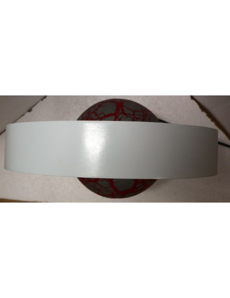 Lampada da tavolo bianca in MDF e sfera in resina grigia e rossa cm 40x46x42h cimabella