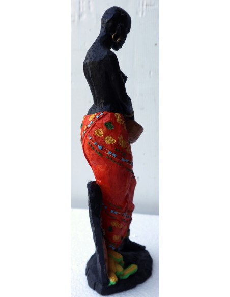 Statua decorativa in resina personaggio africano dipinta a mano cm 10x8x27h donna uomo Africa etnico arredo
