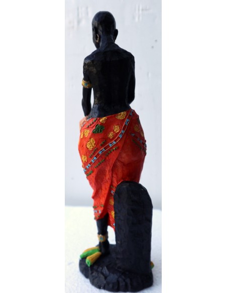 Statua decorativa in resina personaggio africano dipinta a mano cm 10x8x27h donna uomo Africa etnico arredo