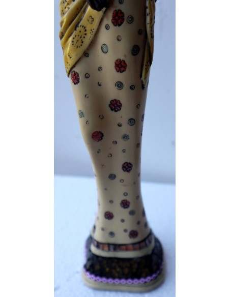 Statua decorativa in resina personaggio africano dipinta a mano cm 7x8x34h donna uomo Africa etnico arredo