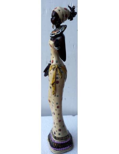 Statua decorativa in resina personaggio africano dipinta a mano cm 7x8x34h donna uomo Africa etnico arredo