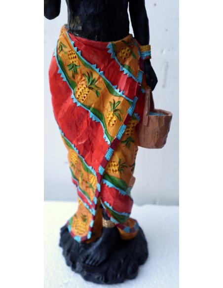 Statua decorativa in resina personaggio africano dipinta a mano cm11x10x38h donna uomo Africa etnico arredo
